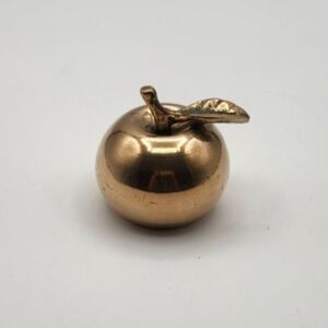 Brass Apple Bell  With One Leaf 2.5” Wide X 2.5” High MCM